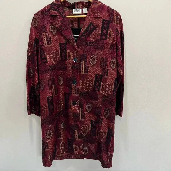 Chico's Jackets & Blazers - Chico's Design Blazer Jacket Silk Rayon Long Art To Wear Long Metallic